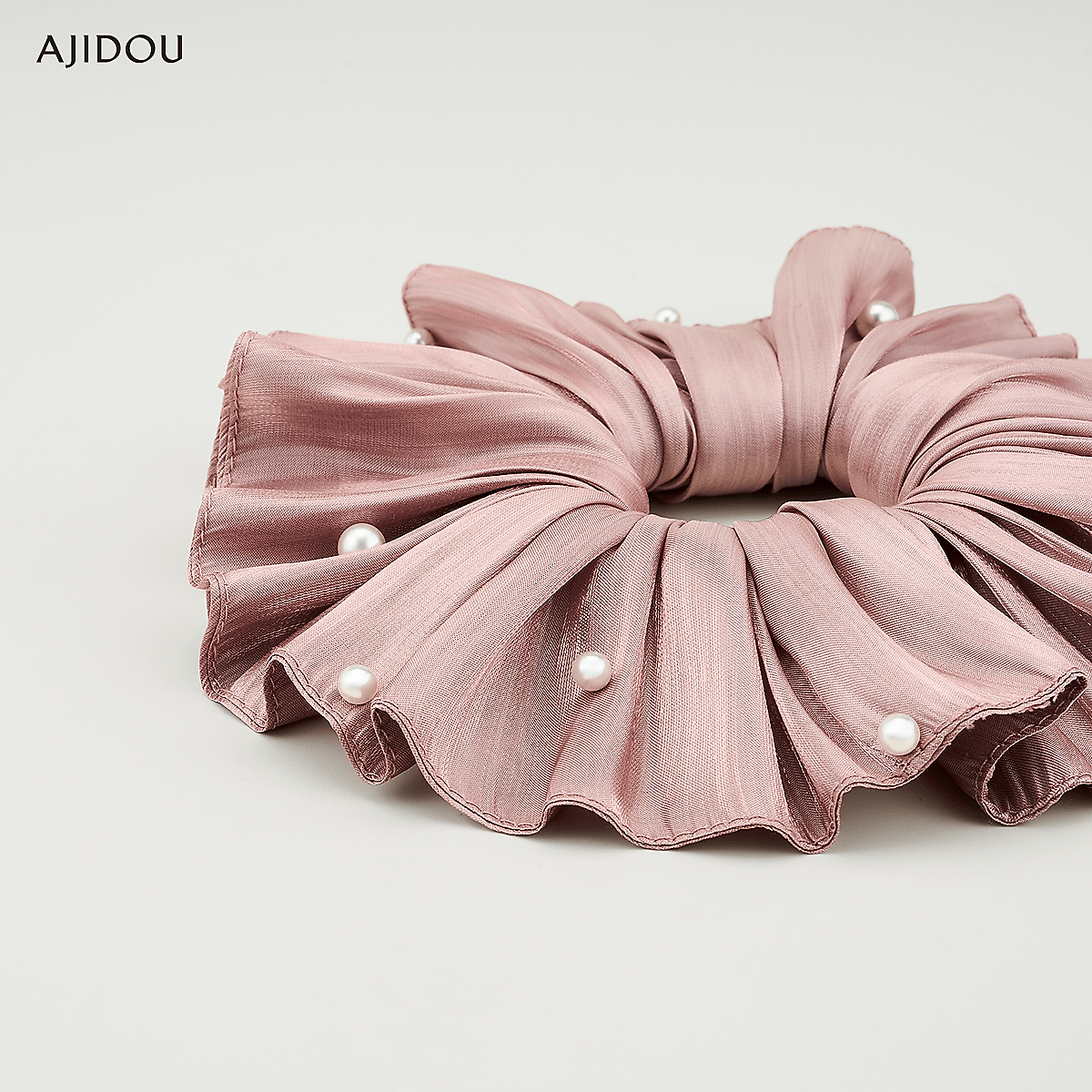 阿吉豆柔美时尚发圈奶油甜心芭蕾风丝带蝴蝶结大肠发圈超仙森系生日礼物 樱花粉 1个