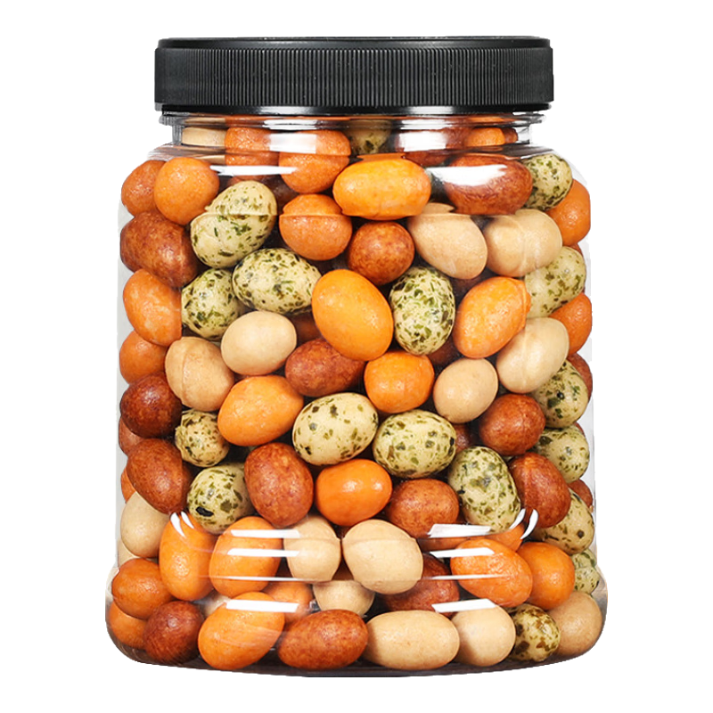 憨豆熊 多彩花生鱼皮花生米500g/罐网红脆皮经典童年怀旧零食办公室休闲 【新货】多彩花生500g*1罐