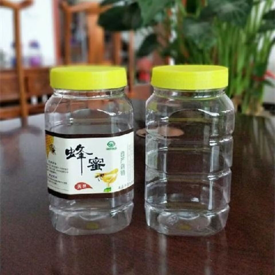YWZR蜂蜜瓶塑料瓶子一斤2斤5斤裝帶內(nèi)蓋加厚透明包裝蜜糖密封罐 【加厚】2斤方平蓋50個送內(nèi)蓋送