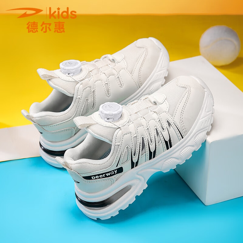 德尔惠 童鞋男童运动鞋春秋款网面透气鞋女孩潮鞋耐磨校园跑步鞋 D0226黑白【四季双网】 28 内长17.8/脚16.8