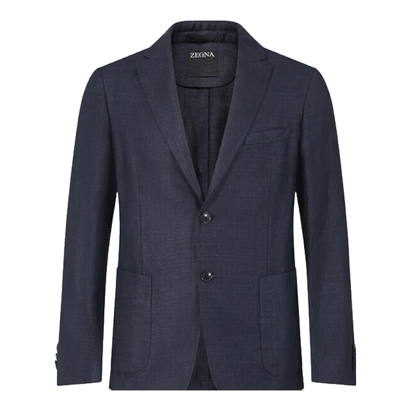杰尼亞（Zegna）新品 男士兩粒單排扣編織休閑西服西裝上衣外套男裝禮物男 950711A9 1DNMG0 深藍色細小格紋 52 /xl