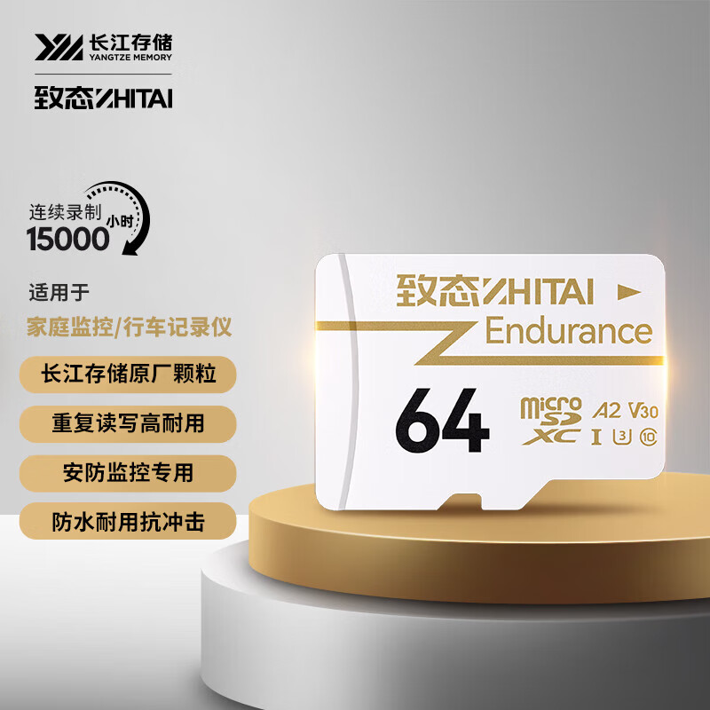 致态（ZhiTai）长江存储 行车记录仪TF内存卡 视频监控摄像头专用(Micro SD)卡 Endurance高度耐用存储卡 64GB