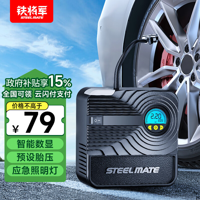 鐵將軍迷你車載充氣泵汽車輪胎打氣泵便攜式自行車籃球電動(dòng)打氣筒P05