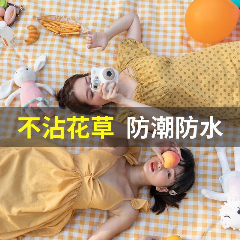 匹克防潮垫野餐垫两用 防污防水耐磨便携加厚野炊布户外公园出游垫子 黄白格2m*2m