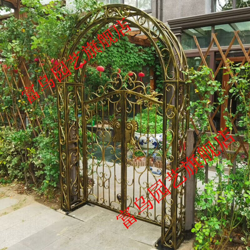 欧式花园拱门铁艺别墅庭院拱形门户外鲜花铁架园艺花架爬藤架定制