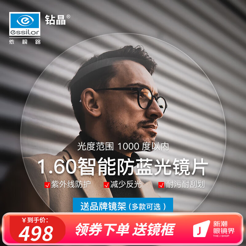 ����·��ESSILOR���꾧ϵ�з���������ⱡ��Ƭ�����۾��侵 ��Ƭ2Ƭװ�������� 1.60���ܷ�����(����600����)+��