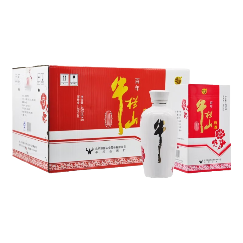 牛欄山北京牛欄山 濃香型高度白酒 梅花紅花瓷 39度 450mL 6瓶 大梅花 整箱裝