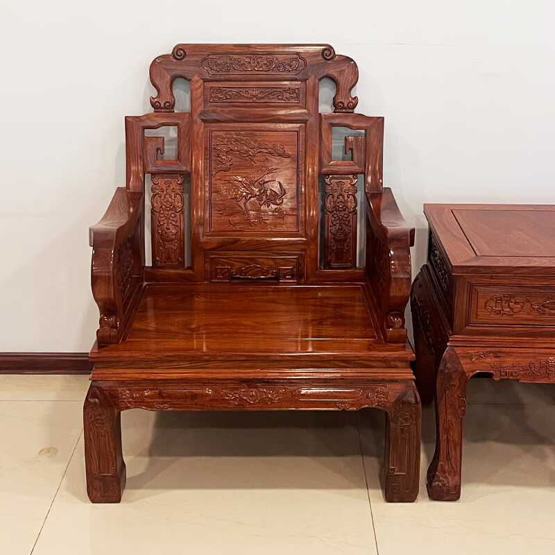 刺猬紫檀)全实木沙发 单人位沙发双人位沙发 中式明清古典老家具 象头