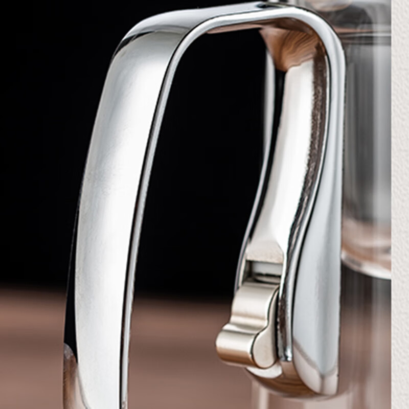 自像堂合金把飘逸杯泡茶壶一键过滤高档全玻璃内胆茶水分离杯内胆配件 鼓形合金飘逸杯【灰色550ml】