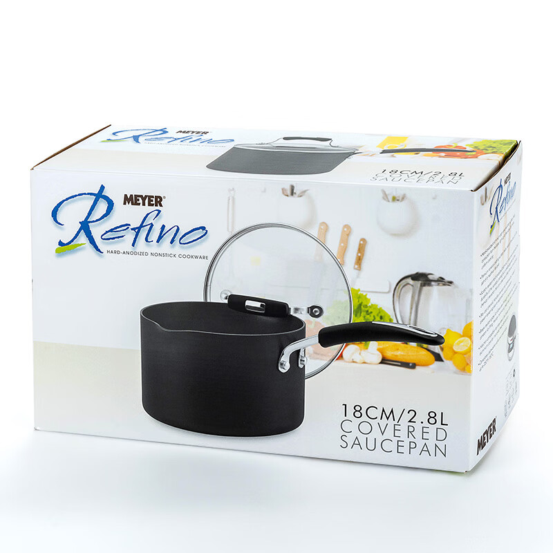 美亚(MEYER)单柄不粘奶锅导流嘴奶锅宝宝辅食小汤锅煮泡面锅燃气灶适用 奶锅 18cm 2.8L