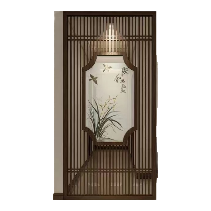 沃皓（wohao）東陽木雕新中式實(shí)木花格仿古門窗屏風(fēng)隔斷背景墻入戶現(xiàn)代格柵定制 款式五