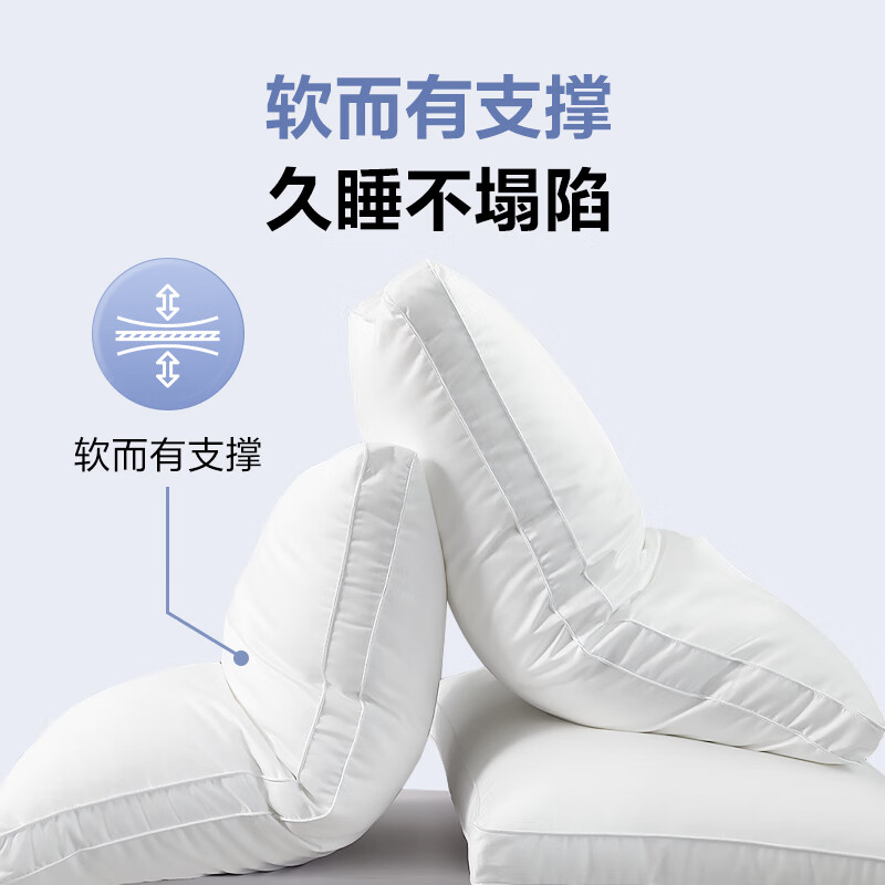 1号会员店 60支抗菌防螨纤维枕头护颈枕枕芯深度睡眠枕 1350g 2只装