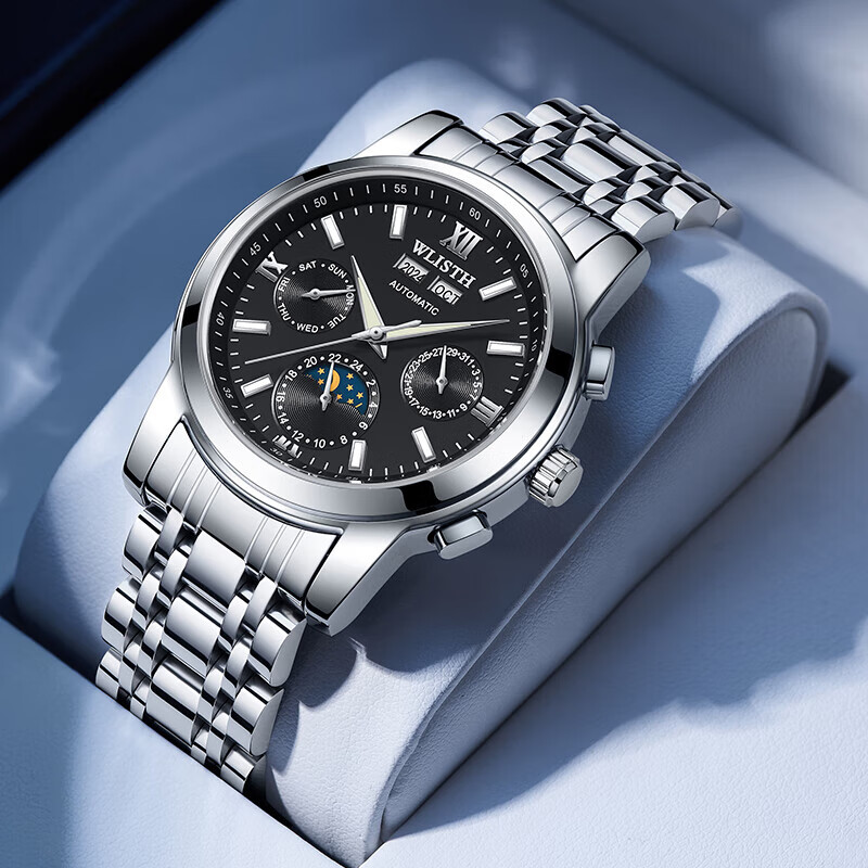 沃力仕手表男士全自动镂空机械表夜光商务腕表送男友老公情人节生日