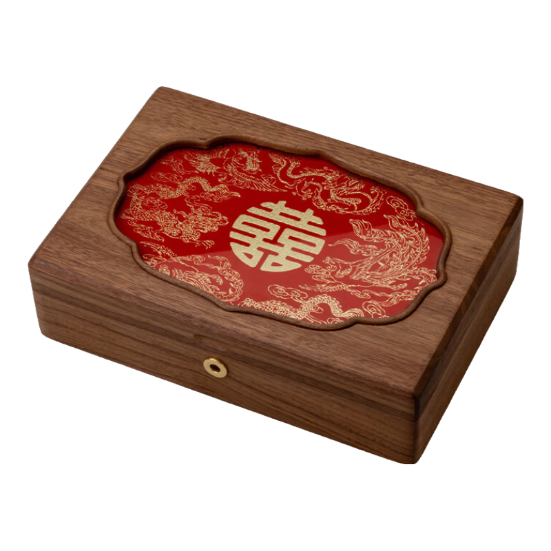 北歐國(guó)度實(shí)木質(zhì)首飾盒中式帶鎖五金飾品收納盒高檔輕奢精致新婚婚禮禮物