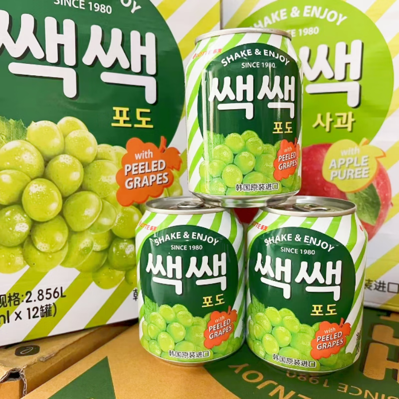 樂(lè)天韓國(guó)原裝進(jìn)口飲料LOTTE樂(lè)天果汁果肉飲料葡萄過(guò)年送禮整箱 樂(lè)天葡萄12瓶