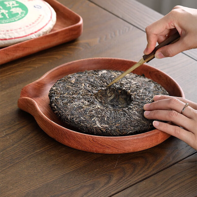 自像堂整块花梨木深挖无漆普洱茶分茶盒赏评茶托撬茶盘开茶盘茶具零配  斜边加厚整块花梨木分茶盘+茶拨