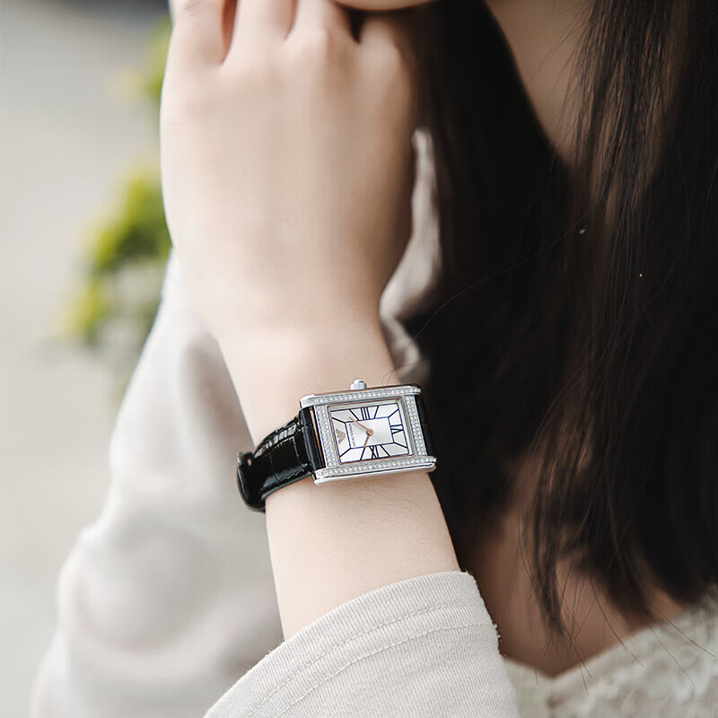 EMPORIO ARMANI 阿玛尼手表女方形小绿表皮带母亲节520情人节礼物送女友石英表 复古方表 AR11623