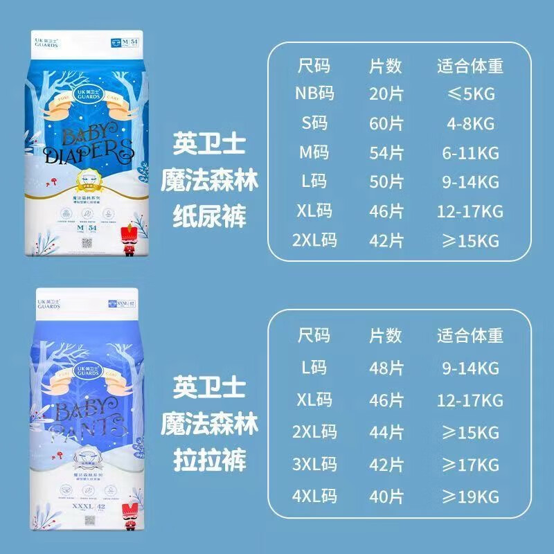 英卫士魔法森林纸尿裤拉拉裤新生婴儿男女宝宝通用超薄透气尿不湿 英卫士魔法森林拉拉裤XXL44片