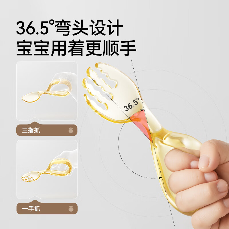 英氏(YEEHOO)婴儿学吃饭训练叉勺PPSU宝宝自主进食勺子辅食勺儿童餐具套装