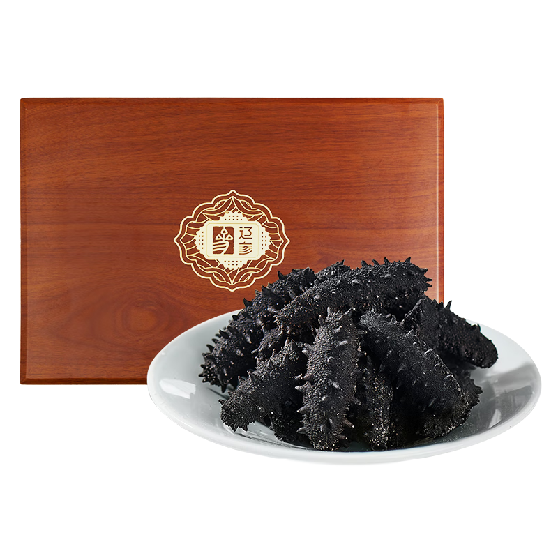 遼參【甄選品質(zhì)低鹽】大連干海參400g 80-100只低鹽量≤18%木質(zhì)禮盒