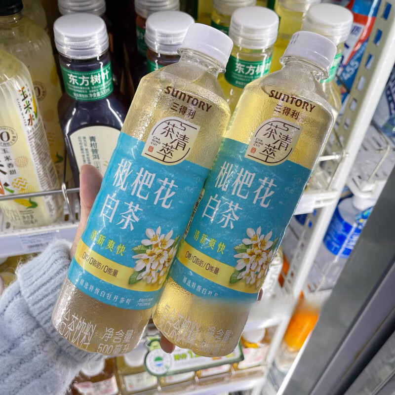 三得利三得利茶清萃枇杷花白茶500ml/瓶有茶香无涩感清爽滋味 三得利枇杷花白茶500ml*2瓶