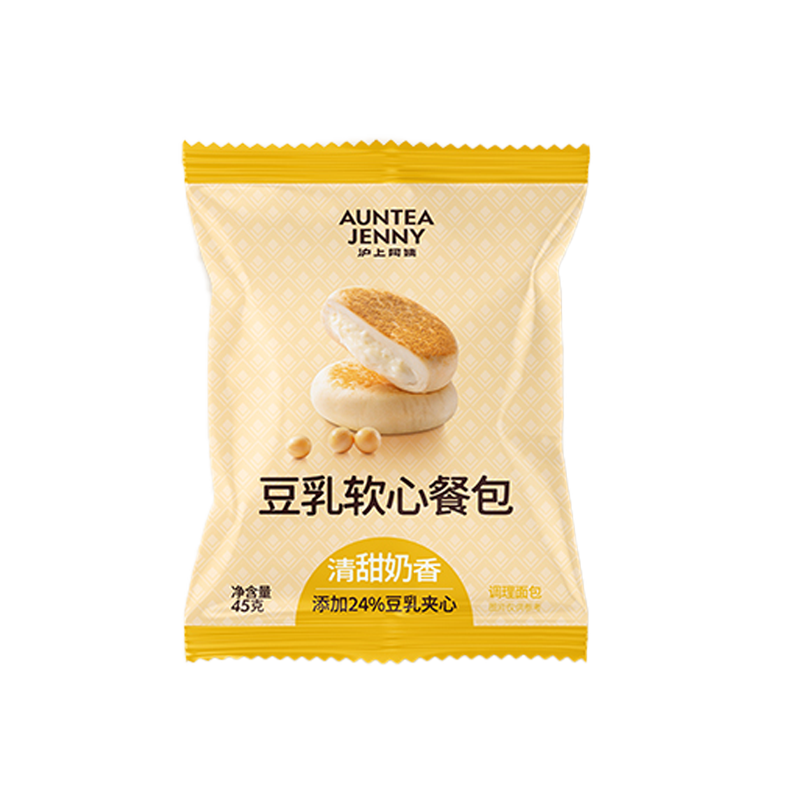 滬上阿姨豆乳軟心餐包早餐夾心面包豆乳夾心奶香軟餐包 豆乳軟心餐包45g*7袋