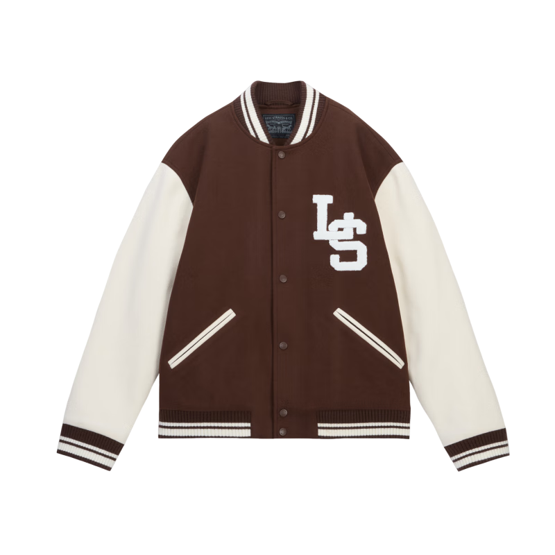 Levi's李维斯男士3M新雪丽美式高街休闲插肩宽松棒球外套 咖啡色 XL