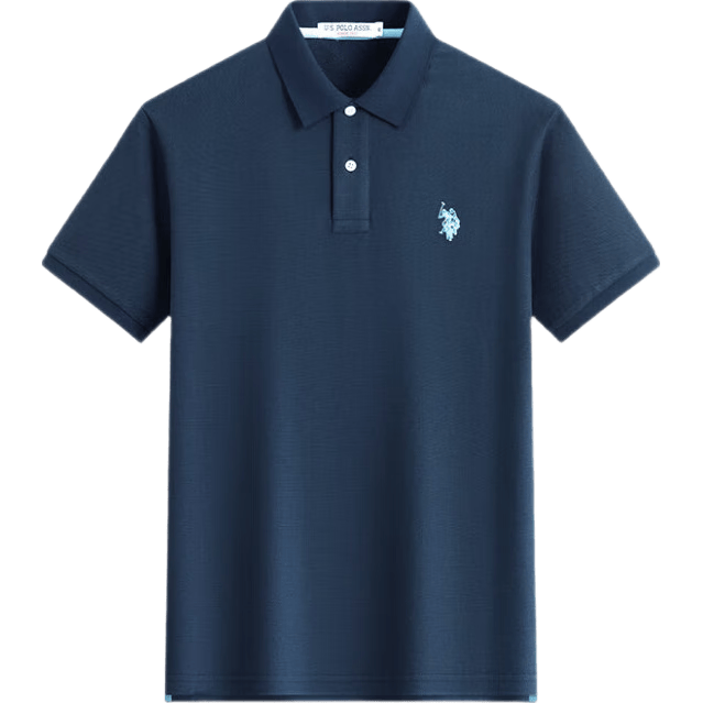 U.S. POLO ASSN.短袖POLO衫男士青年保罗商务休闲翻领男装上衣T恤短袖男夏季藏青M