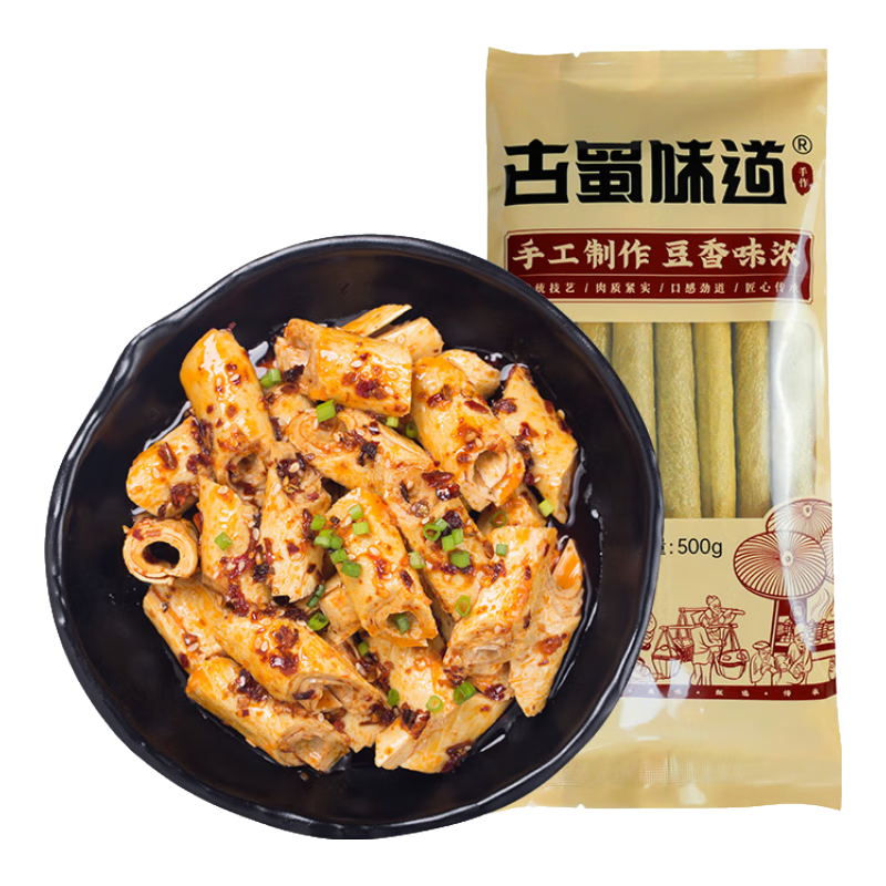 古蜀味道豆筍500g手工0添加豆桿筋干貨豆筋棍豆棒豆皮腐竹涼拌火鍋豆筍