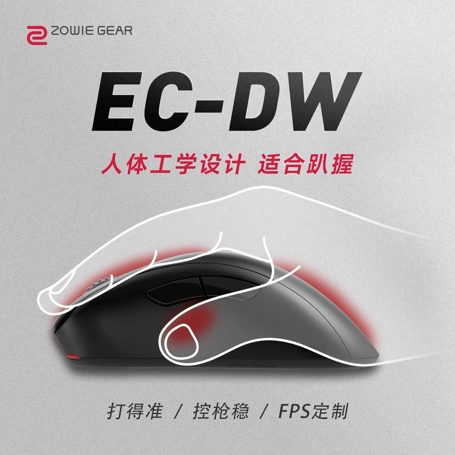 ZOWIE【重磅新品】 卓威EC-DW 经典人体工学模具ZOWIE ec2dw EC2-DW（中）新品 黑色