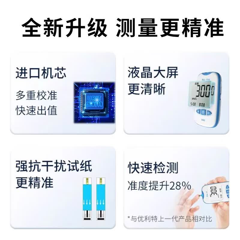 优利特测尿酸检测仪家用试纸医用仪器家用专测测试条检测器 【无仪器】PA11尿酸试纸100条+100针+棉
