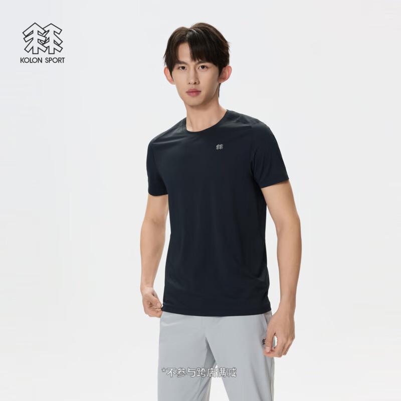 KOLON SPORT/可隆速干T恤 男子吸濕通勤肌理感抗菌商務(wù)戶(hù)外運(yùn)動(dòng)服短袖 LHRT5MNT23-BK 黑色 XL 180/100A