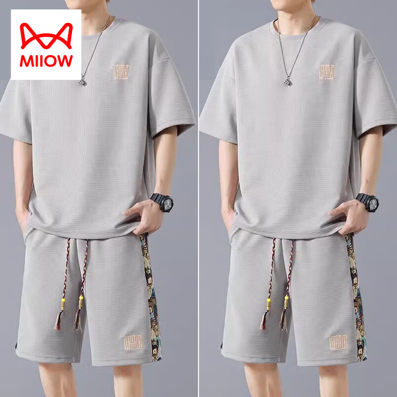 è�� MiiOW ��˿������װ�� �ļ��˶��̿���ɶ���T�� ������ 02��ɫ+02��ɫ 4XL 176Ԫ