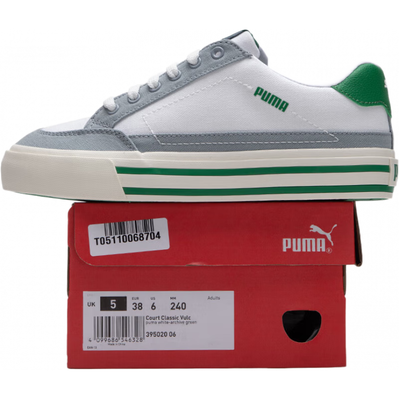 彪馬（PUMA）男鞋女鞋 夏季新品情侶款運動經(jīng)典帆布鞋舒適透氣休閑低幫板鞋 395020-06/彪馬白-綠色 40