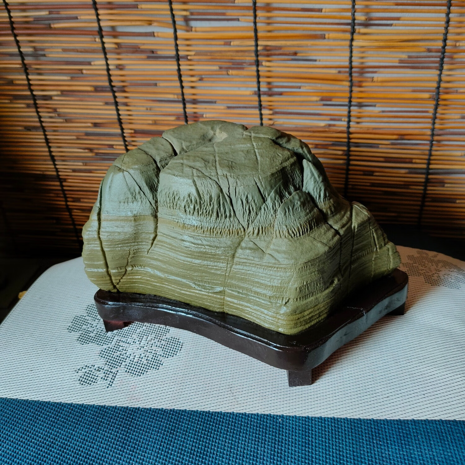 核桃纹环抱山松花石 天然奇石观赏石 居家客厅玄关书房办公桌礼品