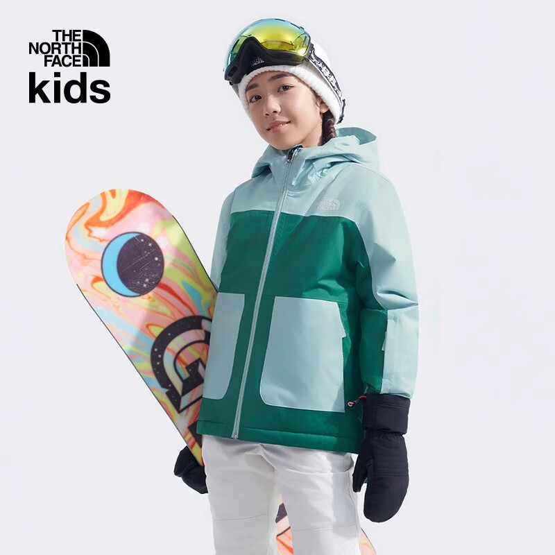 北面（The North Face）童装Freedom儿童女滑雪服保暖棉服防水|88UG NL1/绿色 150 (L) （150/72）