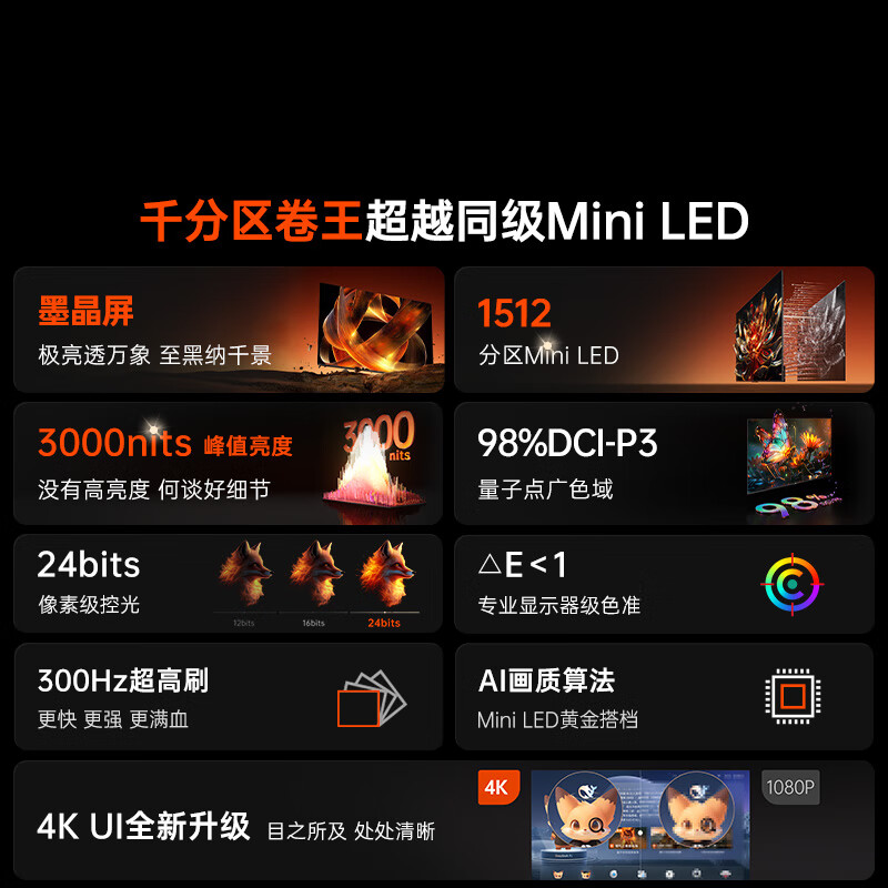 酷开创维85K6 Pro 85英寸电视 1512分区Mini LED电视+杜比全景声回音壁HS-A700 家庭影院回音壁套装