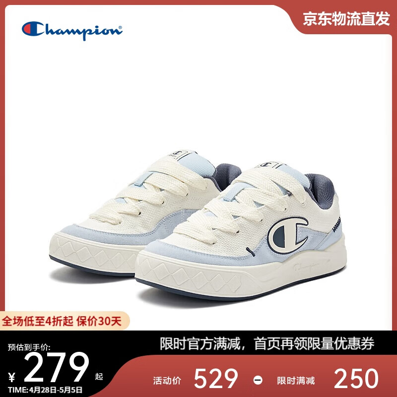 Champion美国冠军滑板鞋女男 复古运动休闲原子鞋24FWK04 浅蓝 40 
