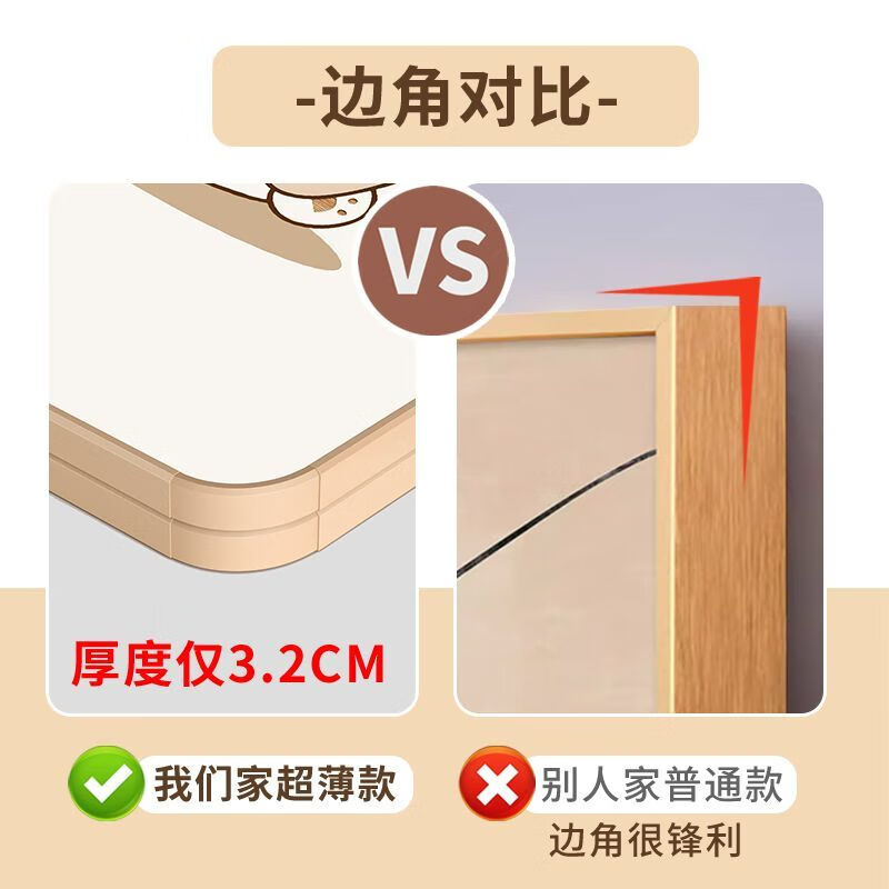 语森忆隐藏式奶油全身镜子推拉卧室穿衣镜玄关挂画试衣装饰装饰画 【阳光花葵】圆角奶油杏色框+防 40乘150cm【水晶膜】左推拉