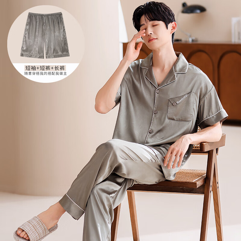 ���ڲ�����è���ļ���ʿ˯�±�˿���������׶���˯��߼��мҾӷ�����������װ 38607 ��������-���⴩� XL ������Լ130-150� 109.9Ԫ