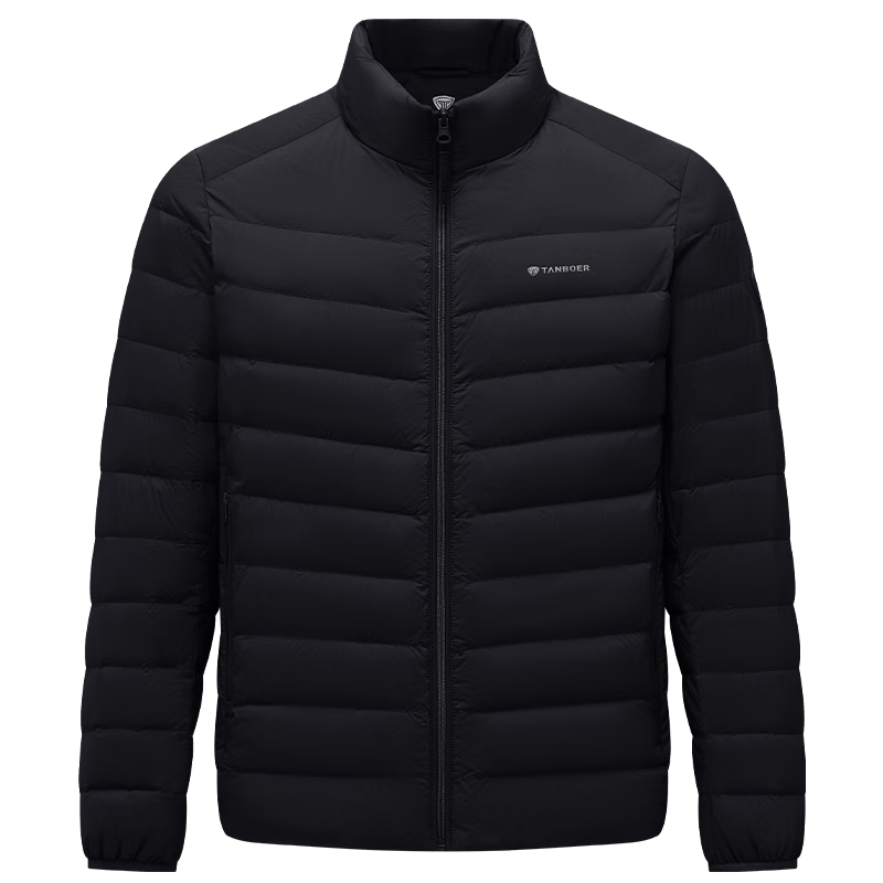 坦博尔商场同款立领轻薄羽绒服男士春季简约休闲基础百搭外套TA5330223A 黑色 S 165/88A