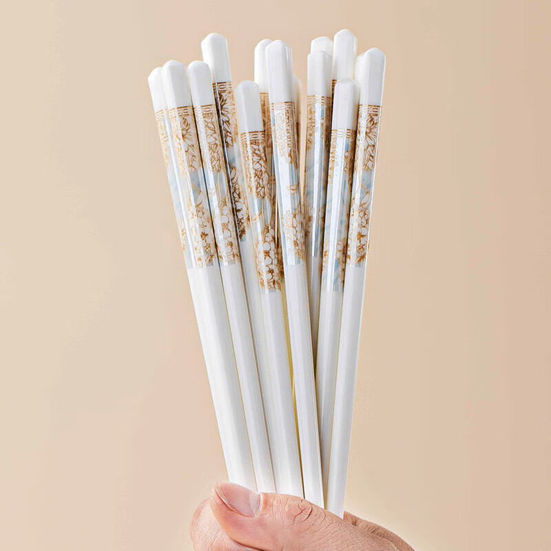 梵创景德镇正宗陶瓷筷子10双家用高档抗菌防霉中式防滑耐高温健康餐具 【礼盒装】时光漫步陶瓷筷子10双