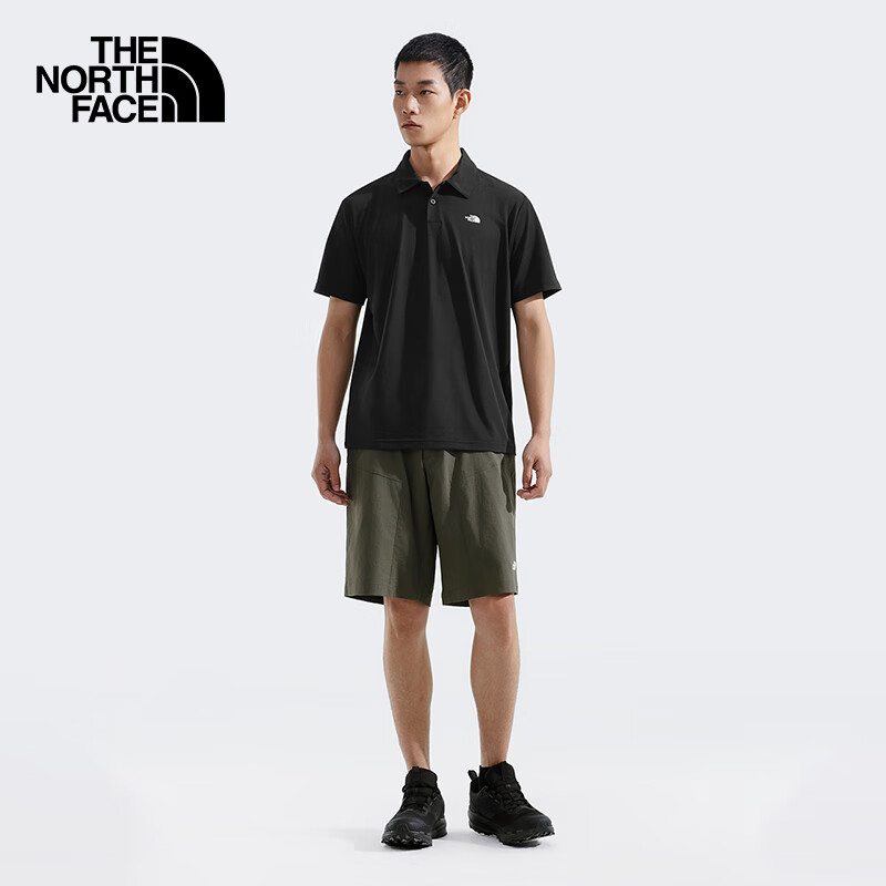 北面（The North Face）POLO衫男戶外休閑彈力速干短袖T恤25新品|8EY5 JK3/黑色 XL /180