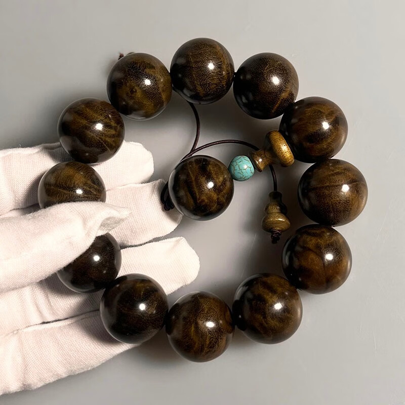 知古匠心小叶桢楠实木金丝楠木手串影子波阴沉木佛珠念珠文玩送礼