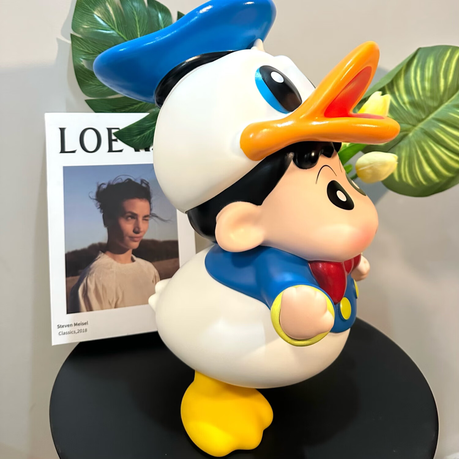 拉布布蜡笔小新洗澡雨衣顶正版潮玩手办桌面摆件动漫周边生日礼物 唐老鸭小新45CM【粉扑+彩妆蛋】