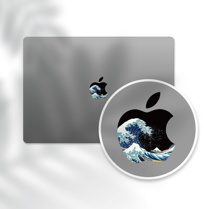 SkinATPro14/16 M5创意Logo贴膜苹果笔记本Air 13/15 logo保护贴MacBook Neo配件电脑笔记本保护贴纸 黑夜神奈川 Pro 16 (M5-M1)