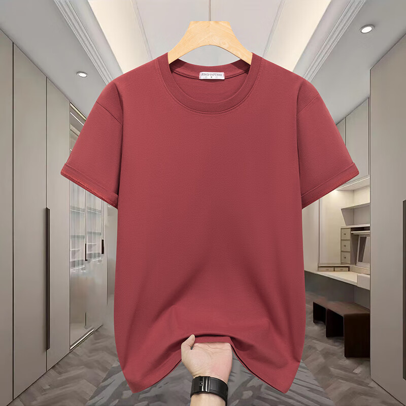 夏季胖子衣服大码100%纯棉圆领休闲宽松短袖t恤男纯色半袖打底衫 军绿色 10XL 300-310斤