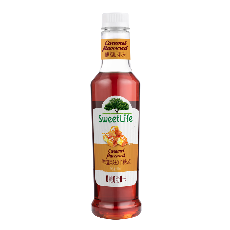 SWEET LIFE无蔗糖咖啡糖浆 焦糖风味300ml 零卡糖0糖 奶茶调酒代糖 黄油拿铁