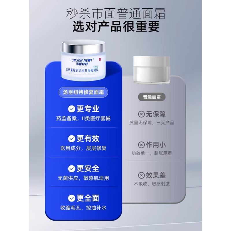 汤臣纽特 医用重组胶原蛋白修复凝胶人表皮生长因子收缩毛孔粗大修复面霜 五盒装【强效修复】