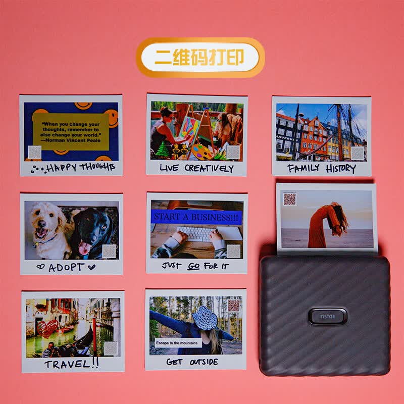 富士（FUJIFILM）【清凉出游季】instax link wide（送20张相纸）一次成像宽幅手机照片打印机便携出行情人节礼物 【link wide手机照片打印机-黑色】 相纸套餐【打印机+20张彩虹相纸】